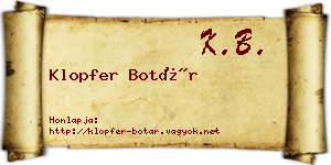 Klopfer Botár névjegykártya